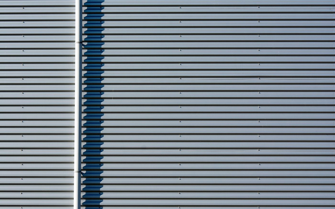 Horizontal metal wall panels, close up
