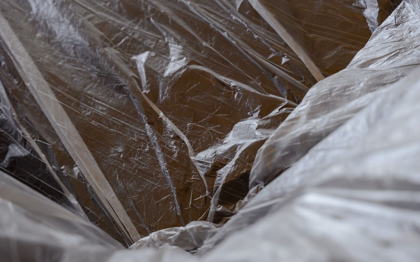 Clear plastic sheeting laid over a surface