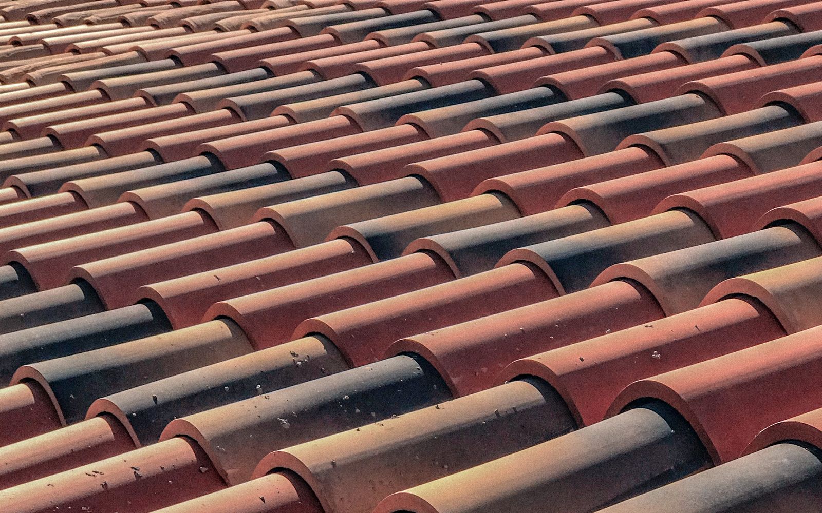 Weathered clay tile baking in the sun
